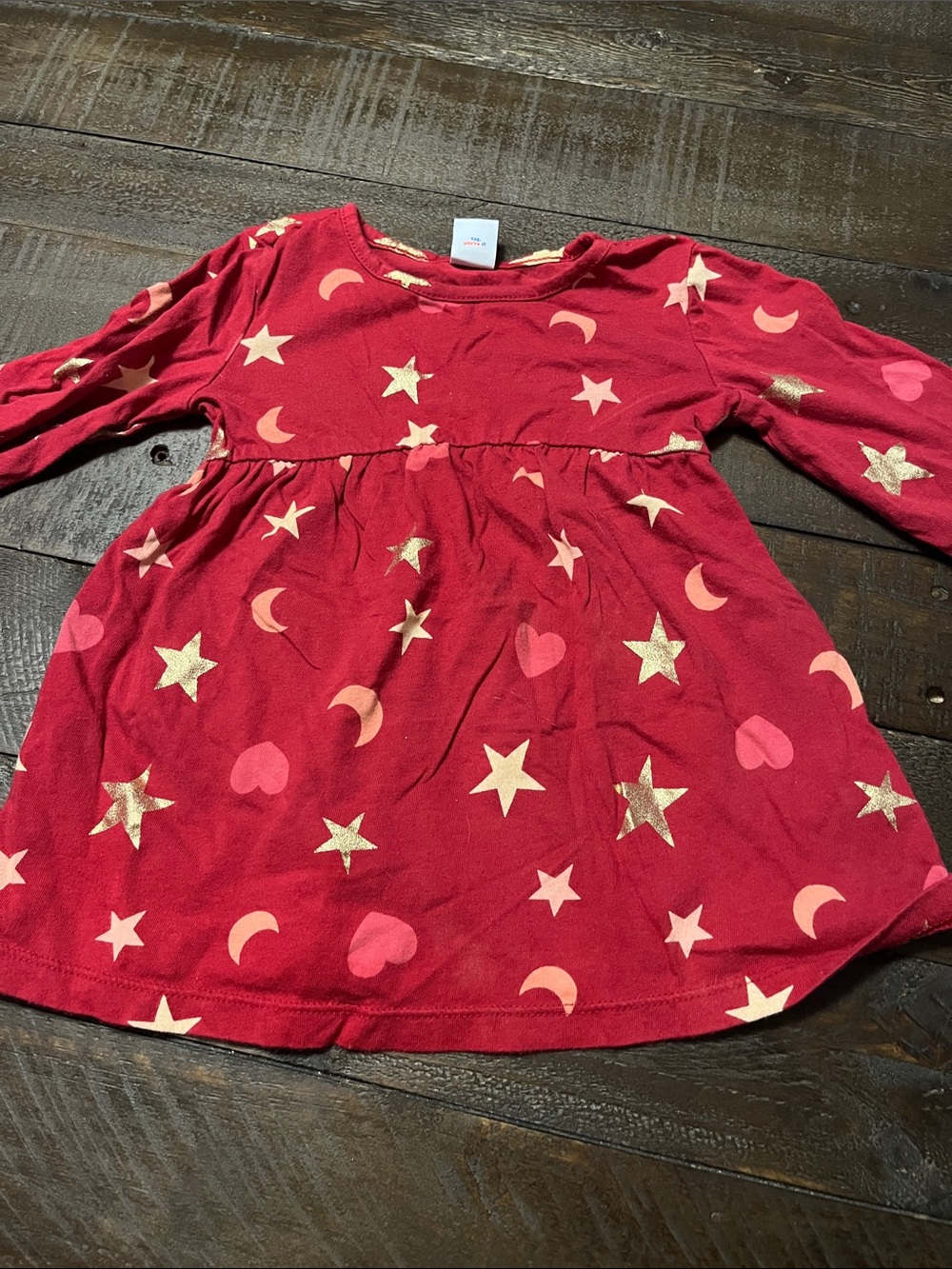 Toddler Red Star & Heart Long Sleeve Dress